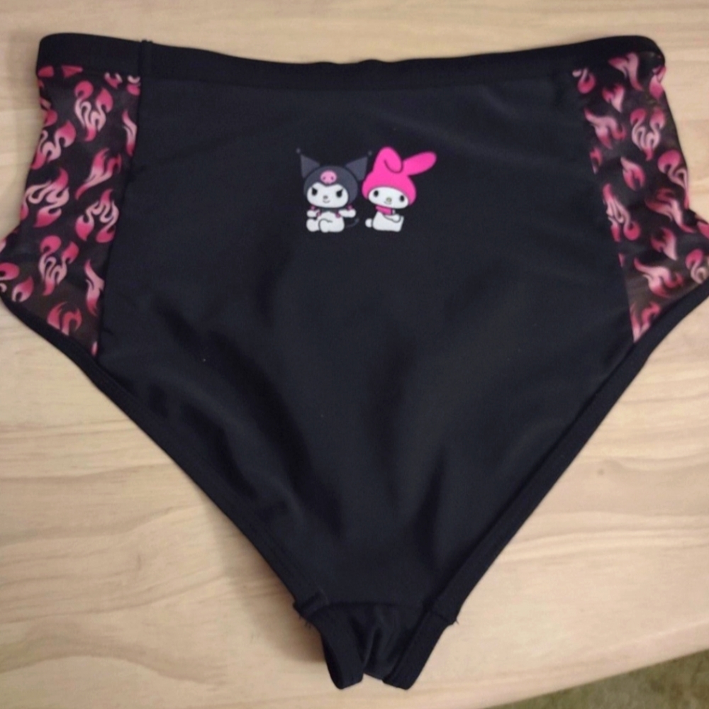 Kuromi My Melody Sanrio Flames Women's Swimsuit Bottom High Waisted Bikini